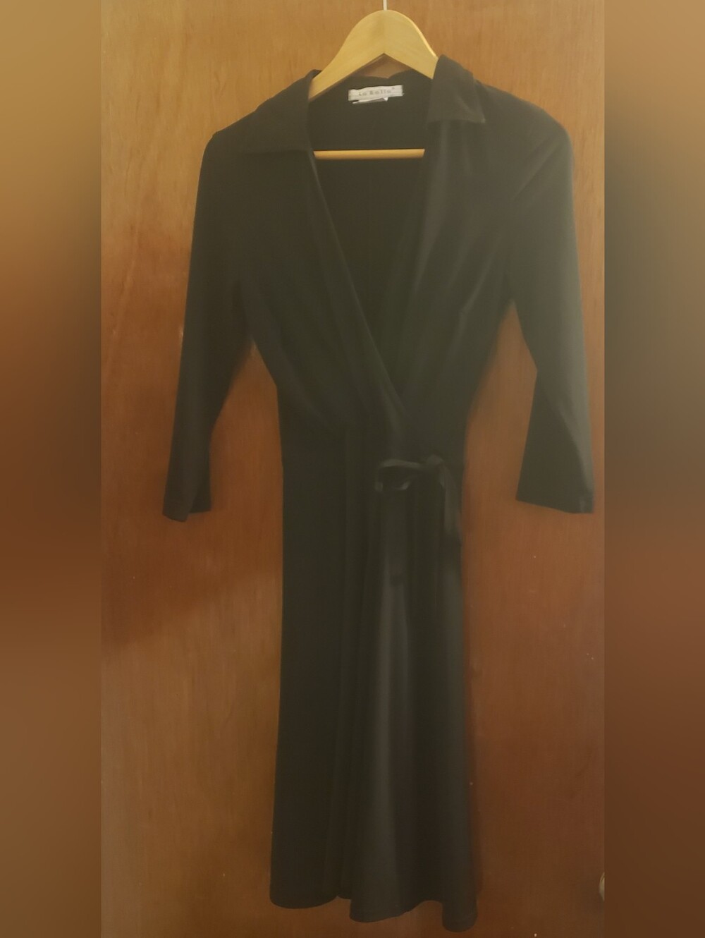 Classic Black Wrap Dress with Tie Waist